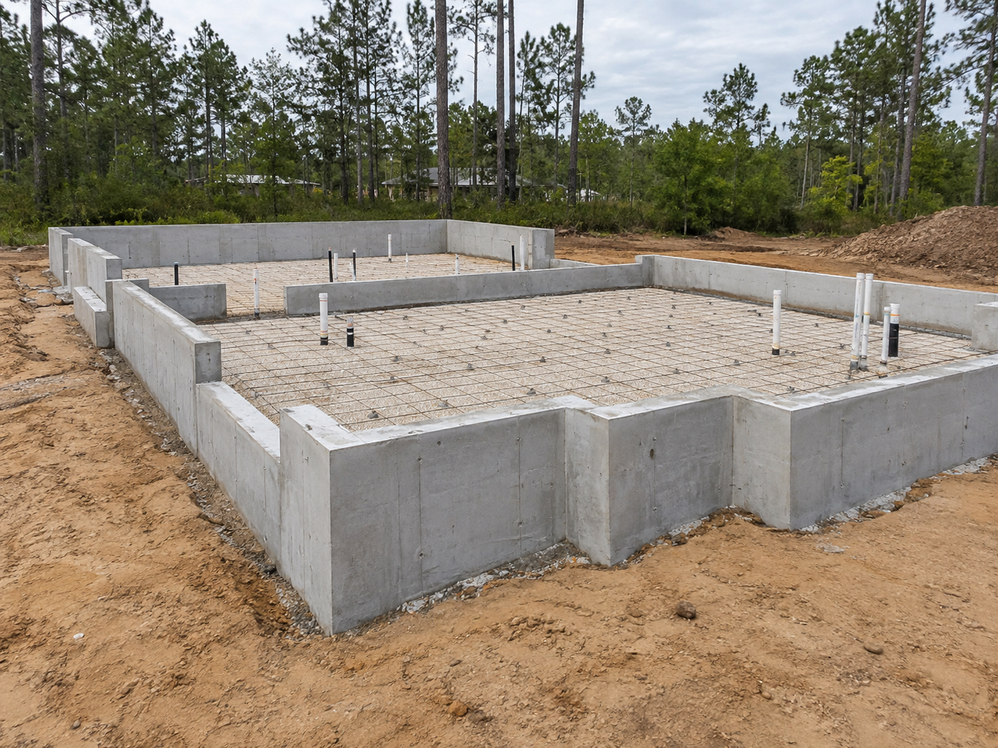 Poured concrete residential foundation